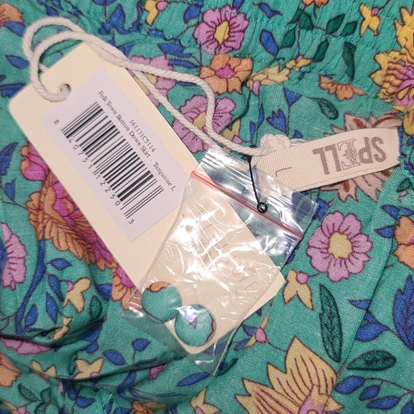 New spell original drop folk town maxi skirt turquoise L folktown NWT teal og - Picture 4 of 16